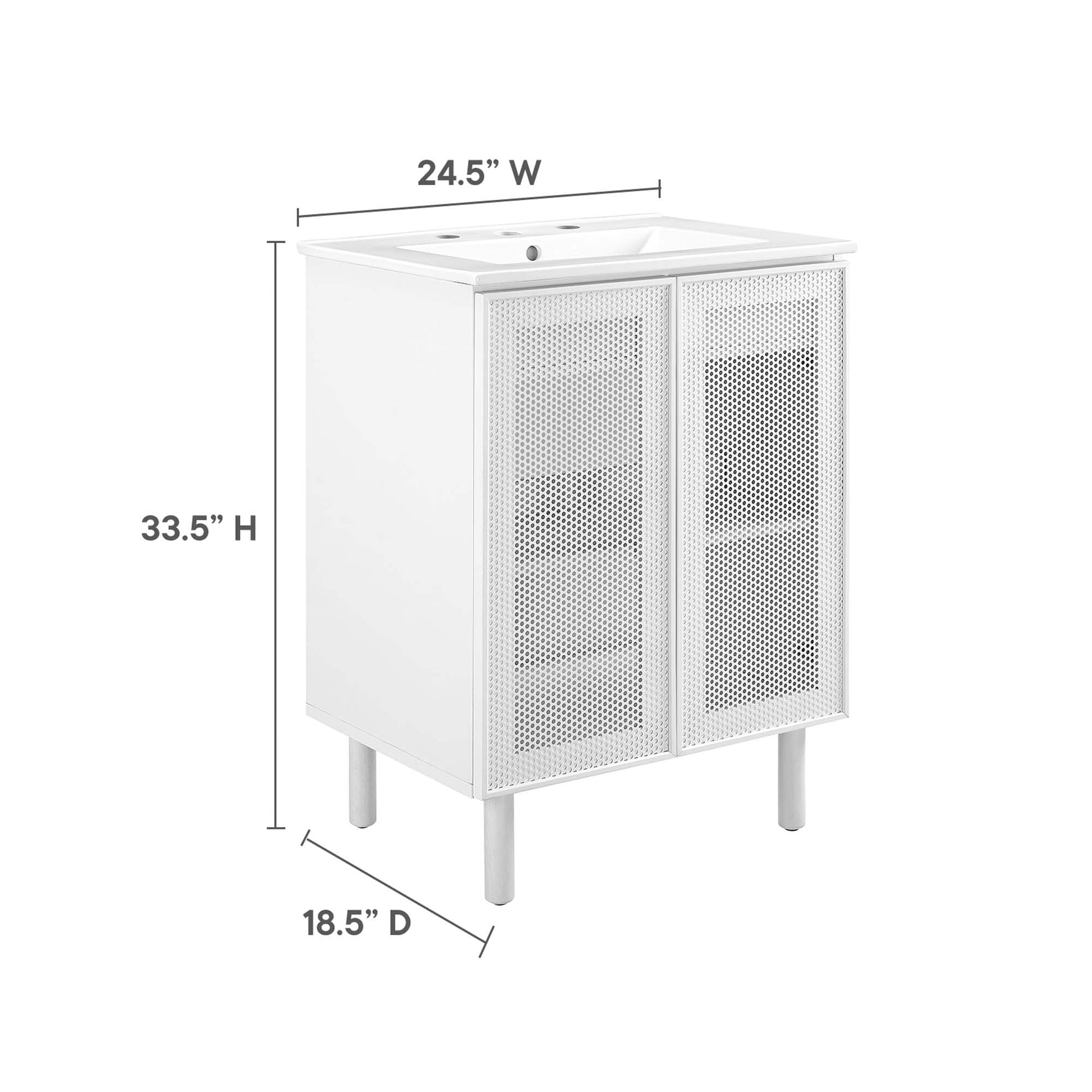 Calla 24-inch perforated metal bathroom vanity white with mesh doors HouseOfZazla on Tampa Home & Garden Store