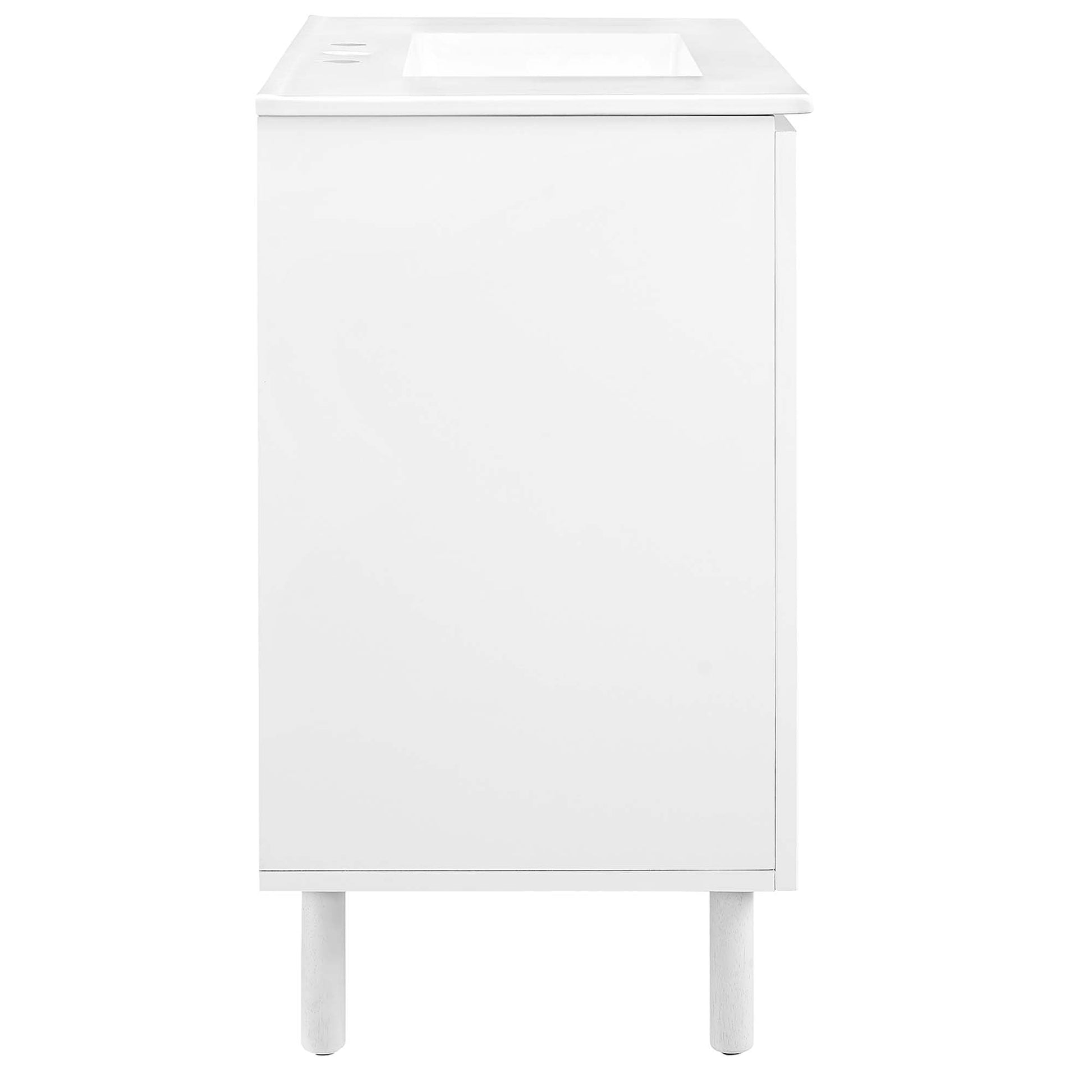 Calla 36-inch perforated metal bathroom vanity white finish with pedestal legs HouseOfZazla on Tampa Home & Garden Store