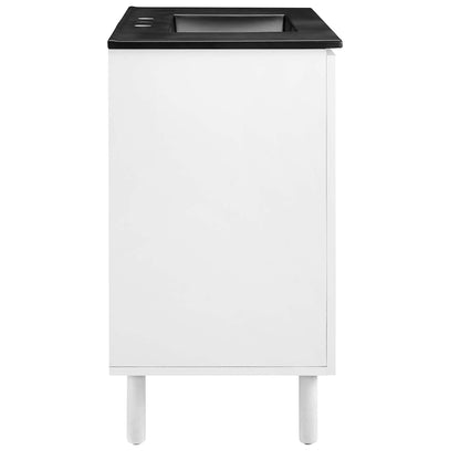 Calla 36in perforated metal vanity with black top and white cabinet by Modway on Tampa Home & Garden Store