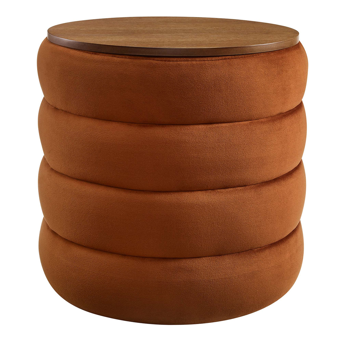 Mezzo Round Performance Velvet Storage Ottoman burnt orange velvet with wood lid by Modway on Tampa Home & Garden Store