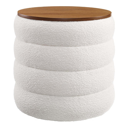 Mezzo Round Boucle Fabric Ottoman by Modway