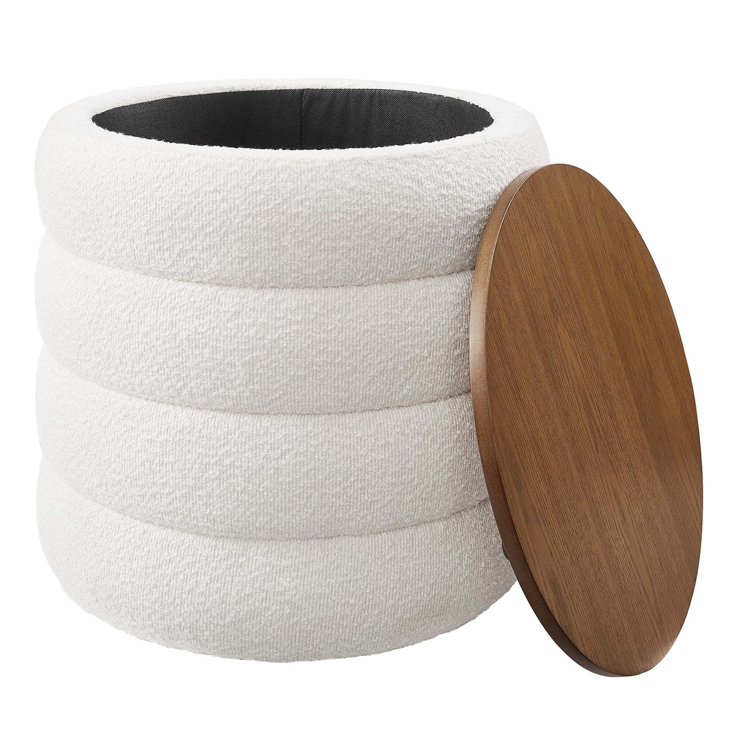 Mezzo Round Boucle Fabric Ottoman by Modway