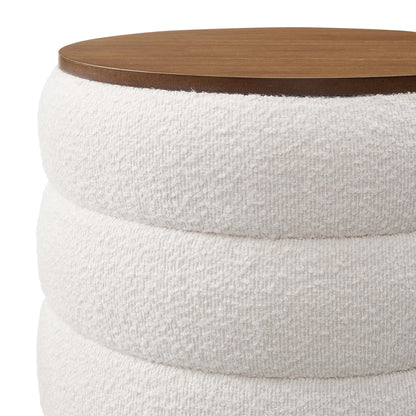 Mezzo Round Boucle Fabric Ottoman by Modway