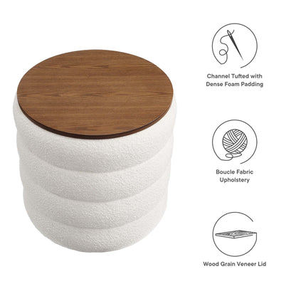 Mezzo Round Boucle Fabric Ottoman by Modway