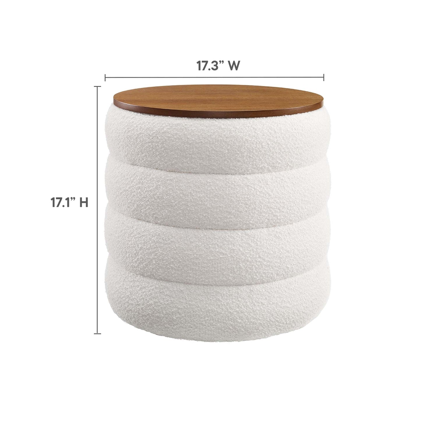 Mezzo Round Boucle Fabric Ottoman by Modway