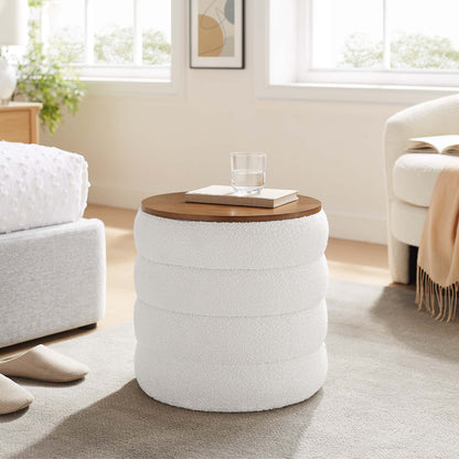 Mezzo Round Boucle Fabric Ottoman by Modway