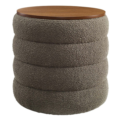 Mezzo Round Boucle Fabric Ottoman by Modway
