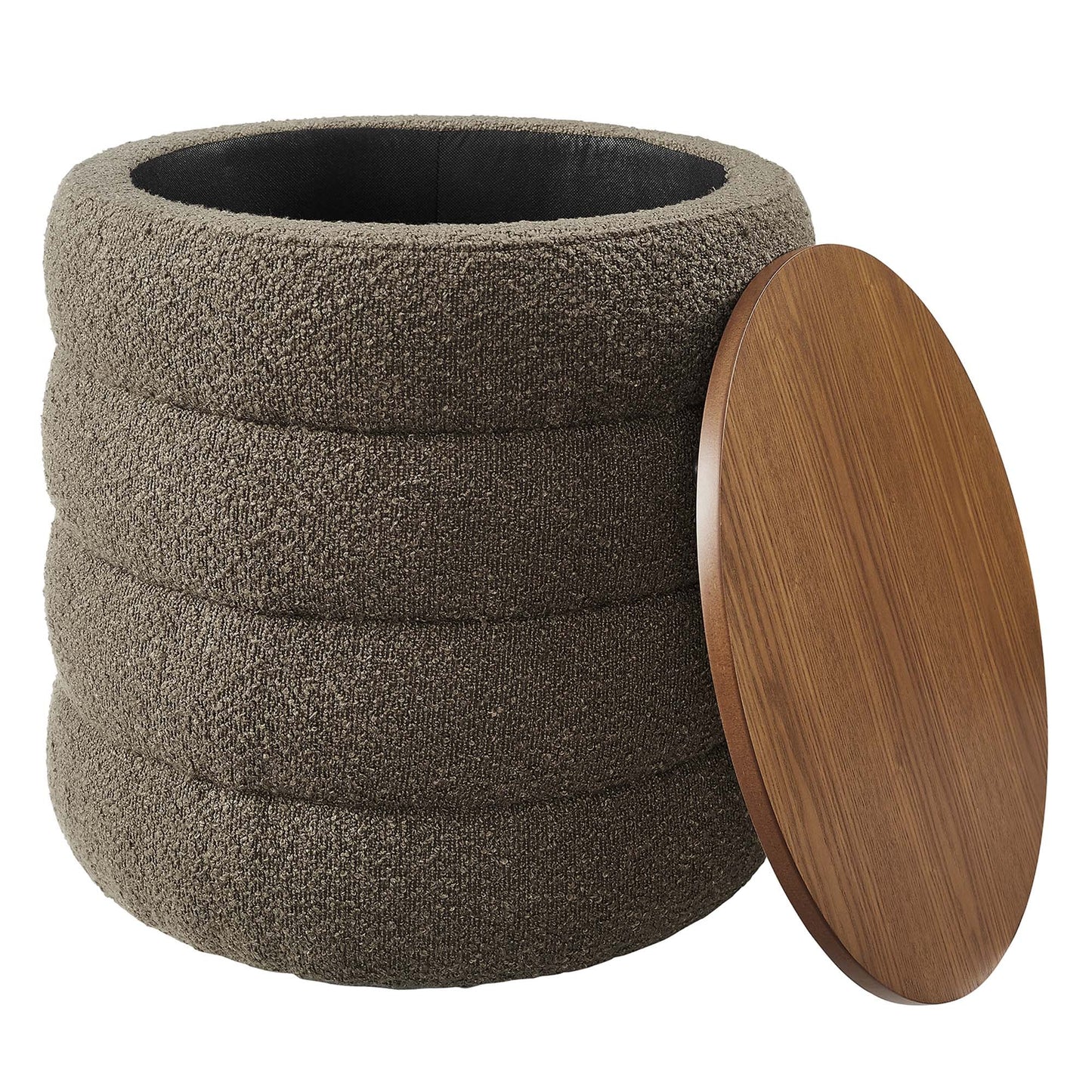 Mezzo Round Boucle Fabric Ottoman by Modway