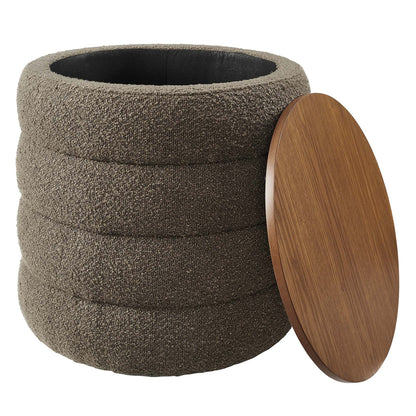 Mezzo Round Boucle Fabric Ottoman by Modway