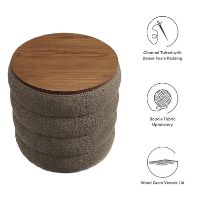 Mezzo Round Boucle Fabric Ottoman by Modway