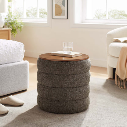 Mezzo Round Boucle Fabric Ottoman by Modway