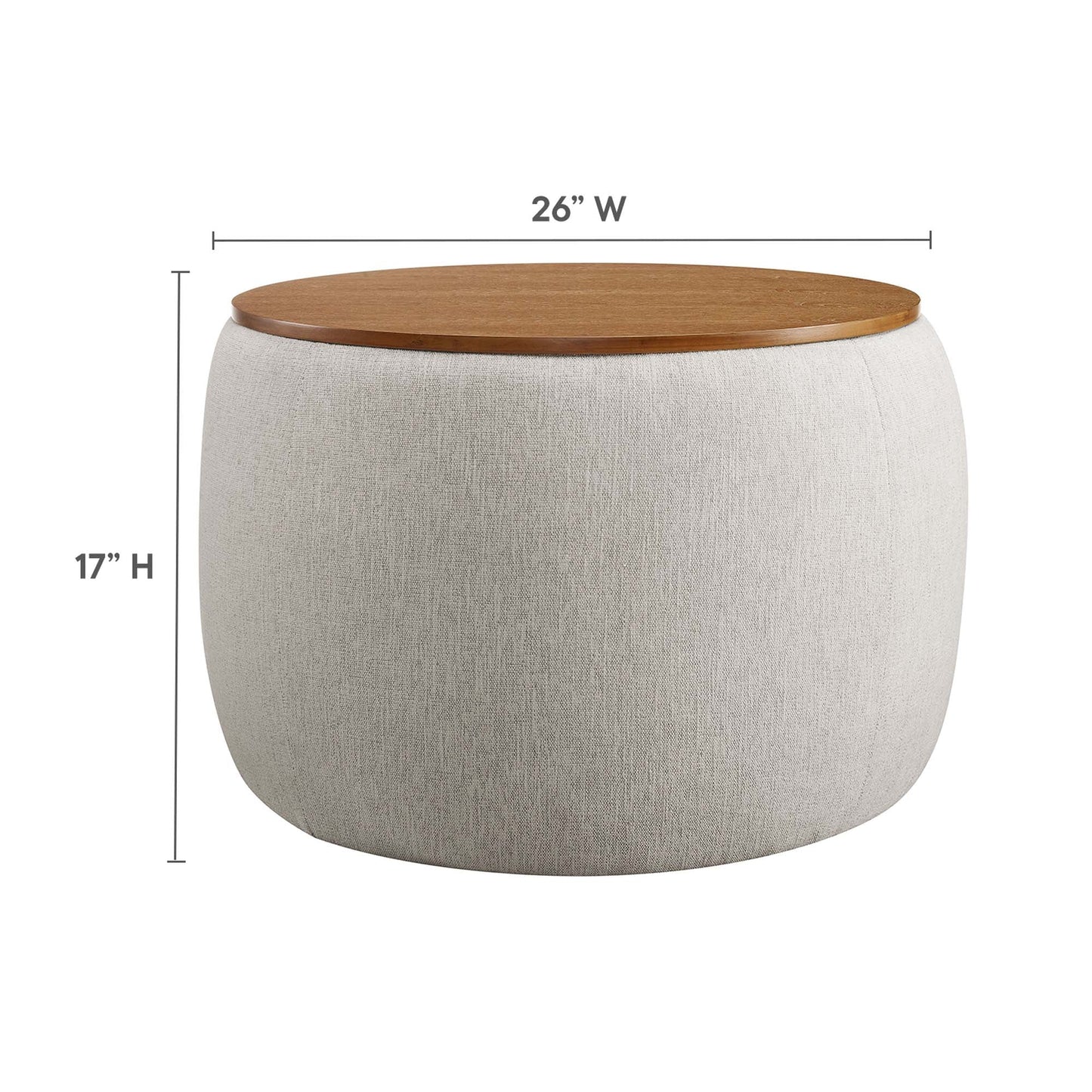 Perla storage ottoman with wood lid, 26W, grey woven fabric by Modway on Tampa Home & Garden Store