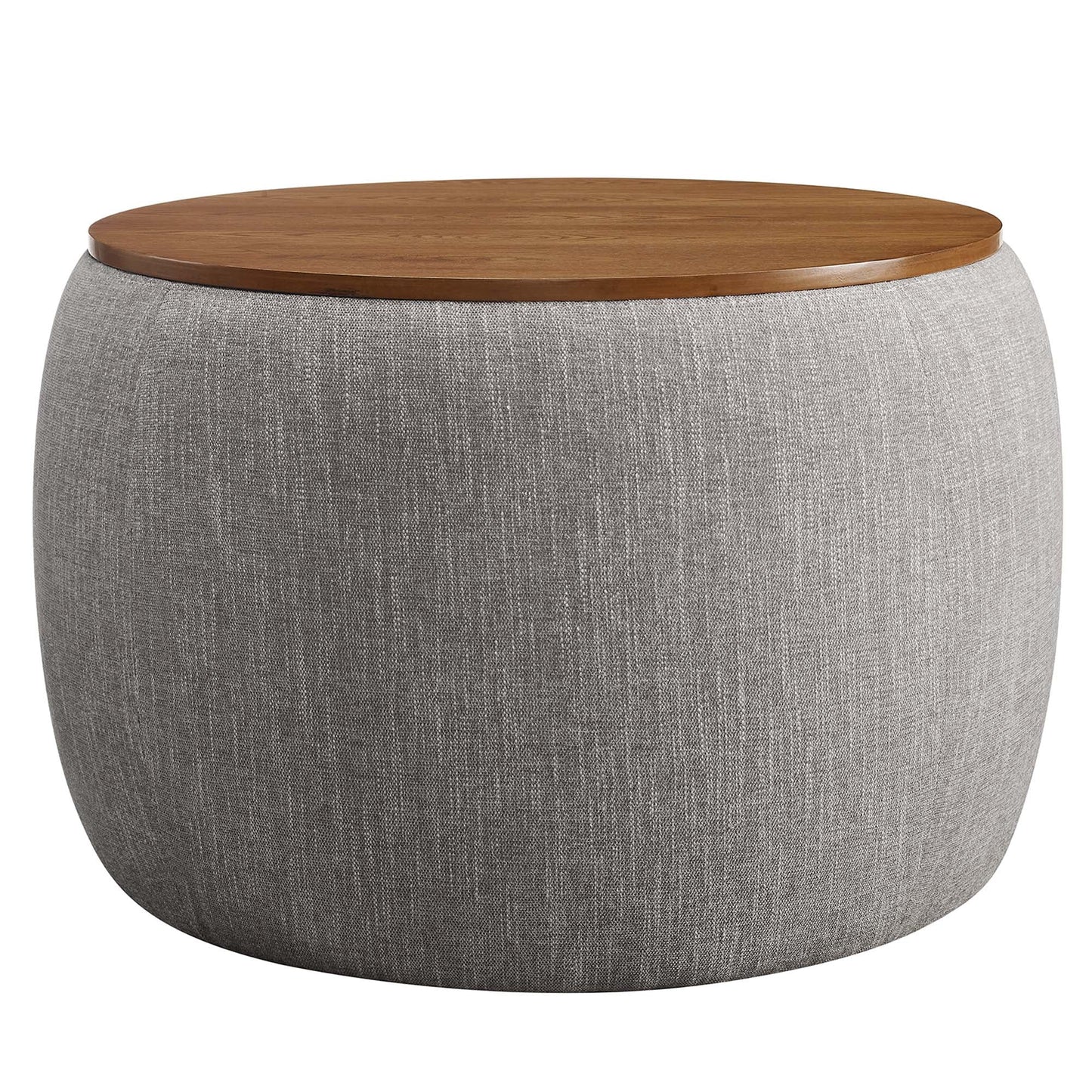 Perla Woven Heathered Upholstered Storage Ottoman with wood top grey fabric by HouseOfZazla on Tampa Home & Garden Store