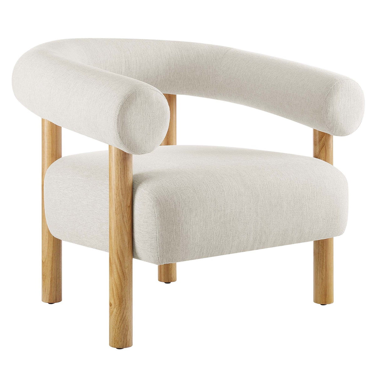 Sable Upholstered Fabric Armchair with cream beige upholstery and natural wood legs on Tampa Home & Garden Store