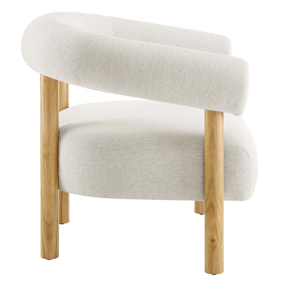 Sable upholstered fabric armchair by Modway with cream fabric and natural wood legs on Tampa Home & Garden Store