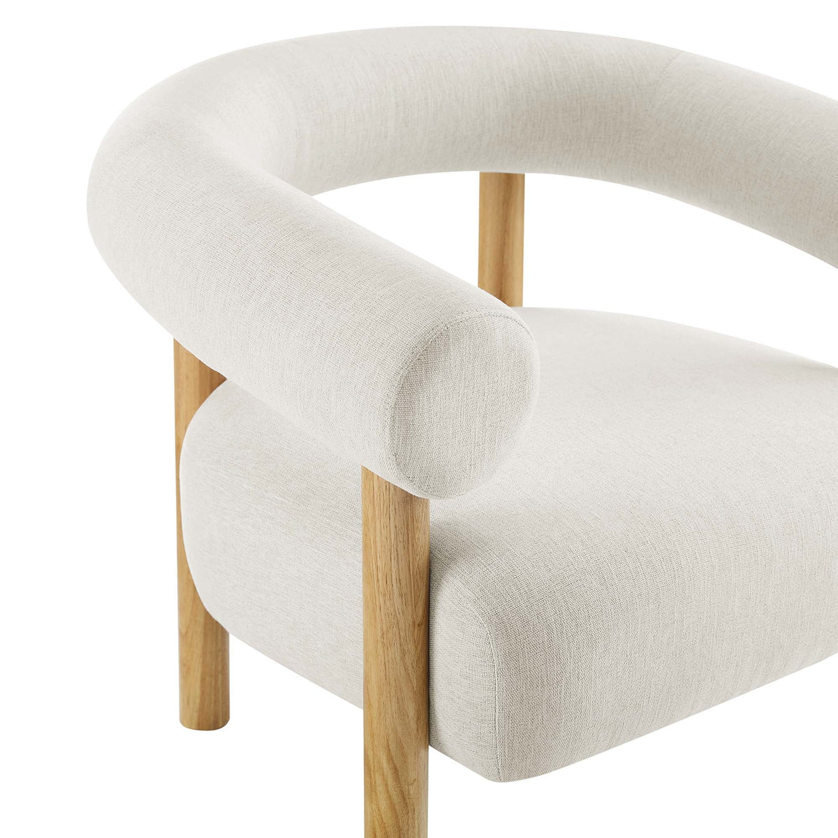 Sable upholstered fabric armchair with curved loop arms, beige fabric, legs by Modway on Tampa Home & Garden Store