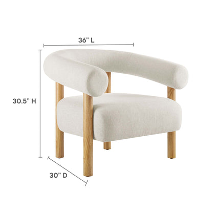 Sable upholstered fabric armchair by HouseOfZazla in beige with natural wood legs on Tampa Home & Garden Store