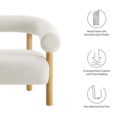 Sable Upholstered Fabric Armchair by Modway, beige fabric with natural wood legs on Tampa Home & Garden Store