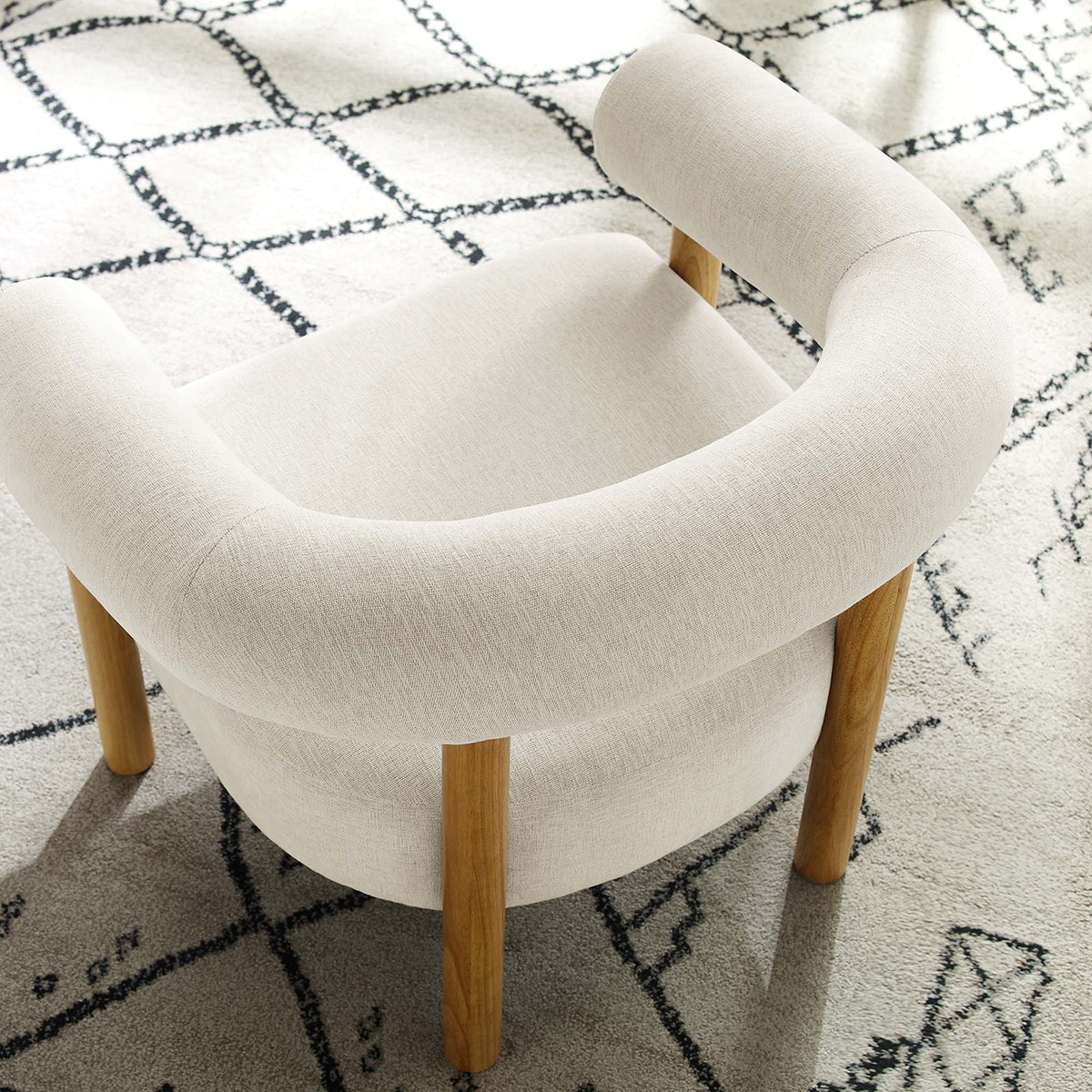 Sable Upholstered Fabric Armchair by Modway, beige fabric with wooden legs on Tampa Home & Garden Store