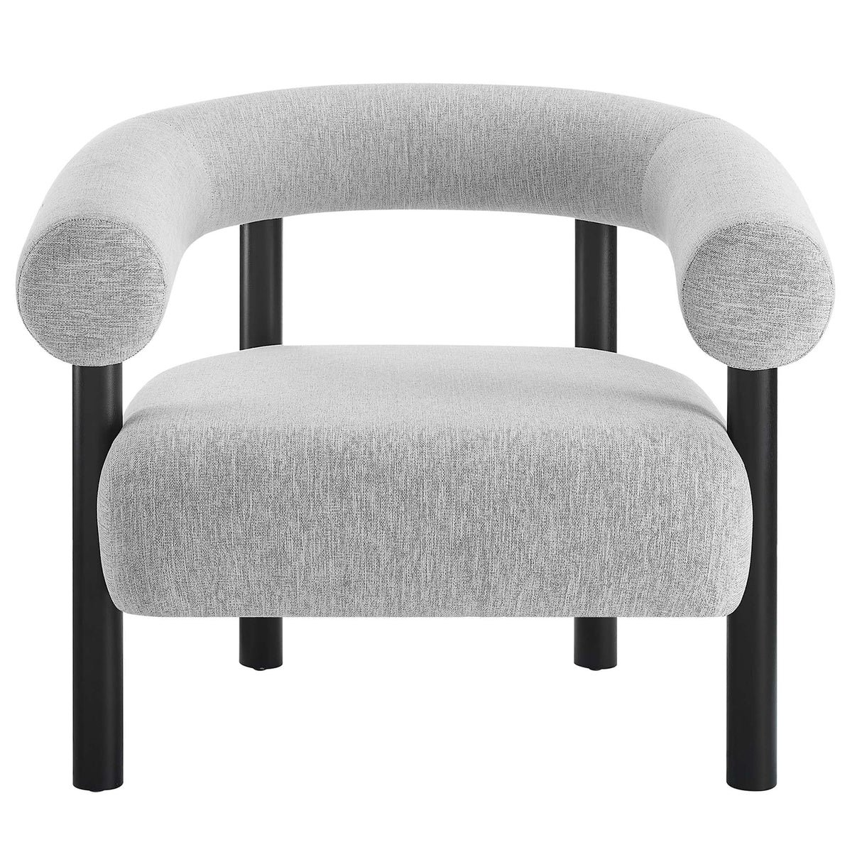 Sable upholstered fabric armchair with curved back and rolled arms in light gray on Tampa Home & Garden Store