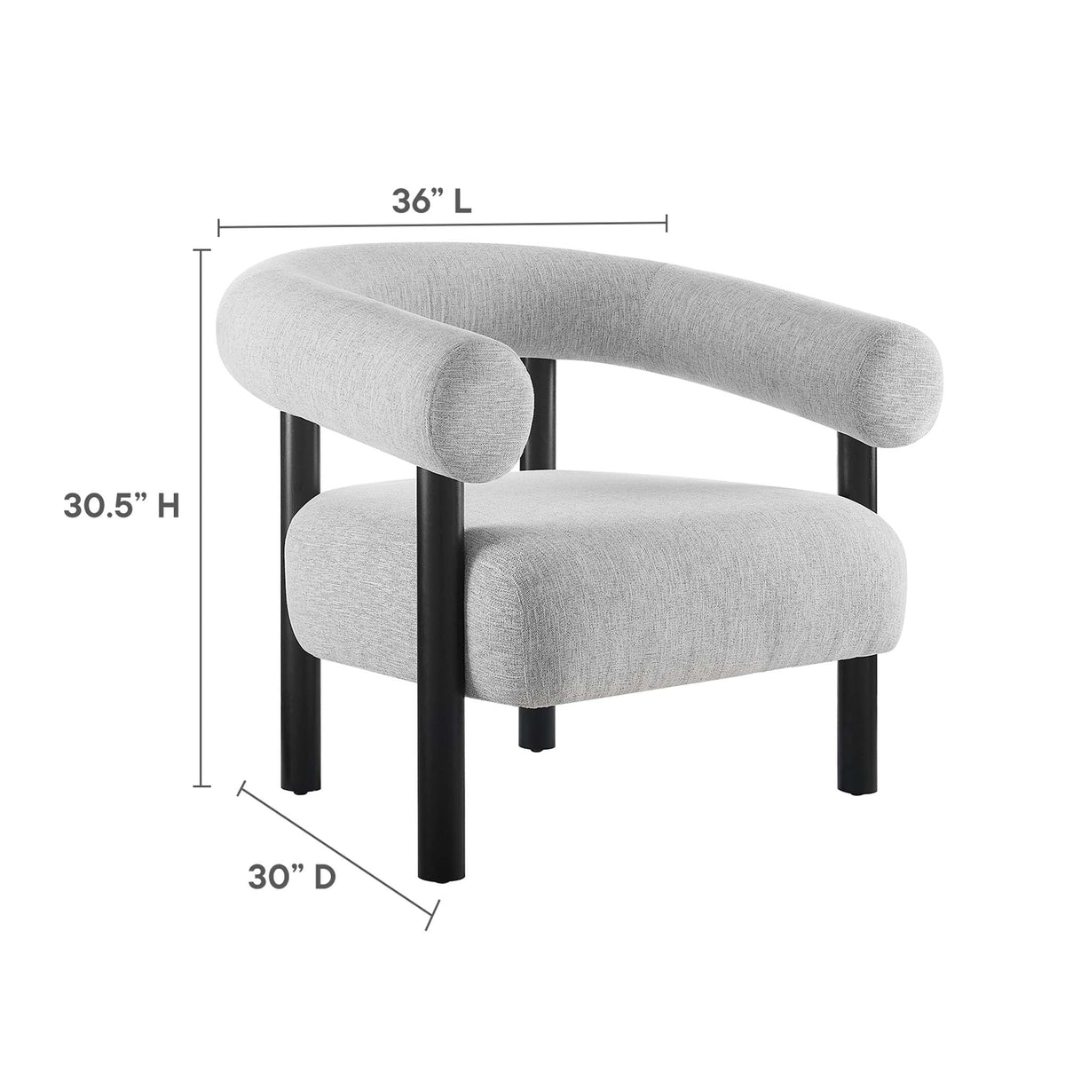 Sable Upholstered Fabric Armchair by Modway with grey fabric rounded arms black legs on Tampa Home & Garden Store