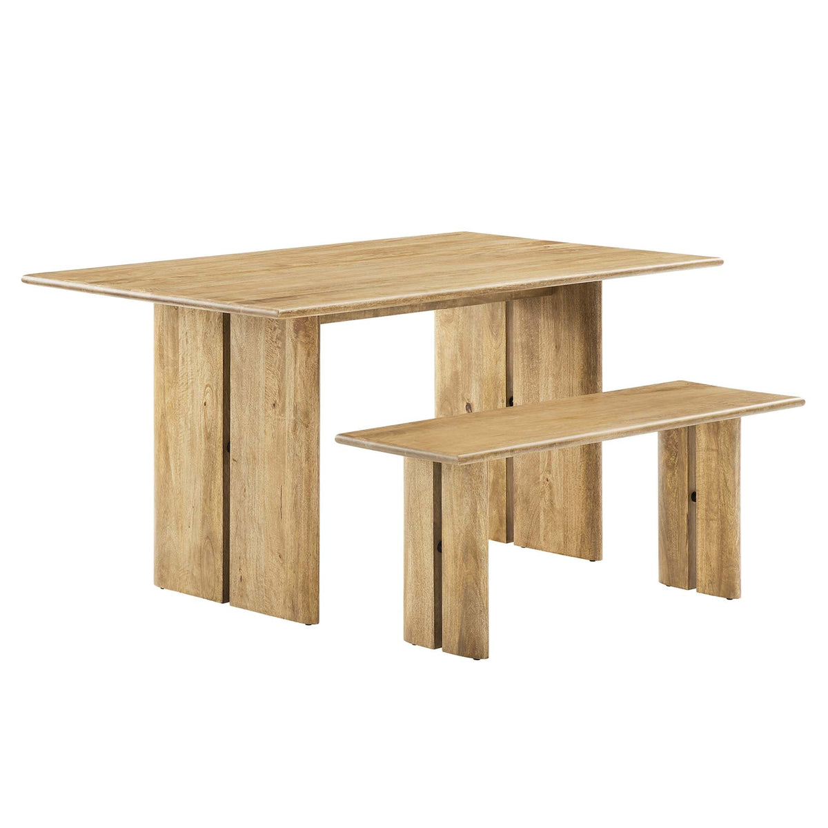 Amistad wood dining table and bench set in natural oak finish by Modway on Tampa Home & Garden Store