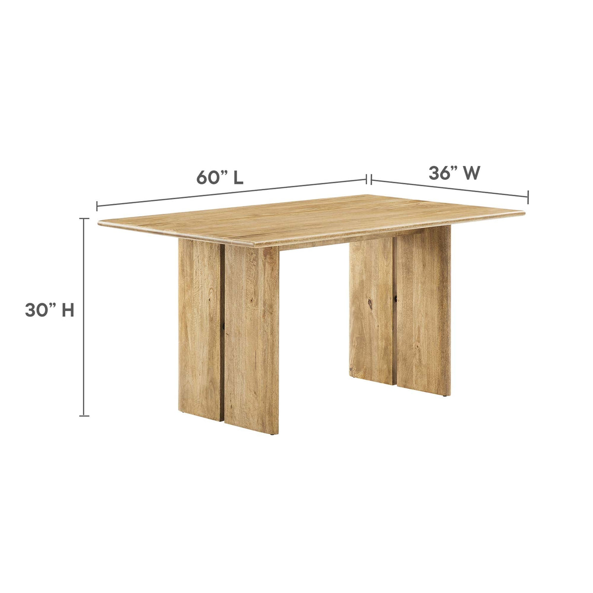 Amistad Wood Dining Table and Bench Set by Modway in natural oak finish, 60L x 36W on Tampa Home & Garden Store
