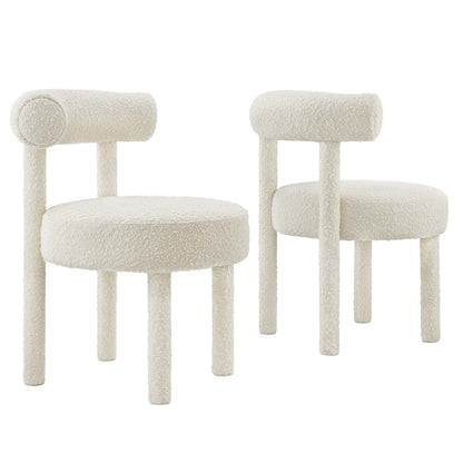 Toulouse Boucle Fabric Dining Chairs, set of 2, cream boucle, Modway on Tampa Home & Garden Store