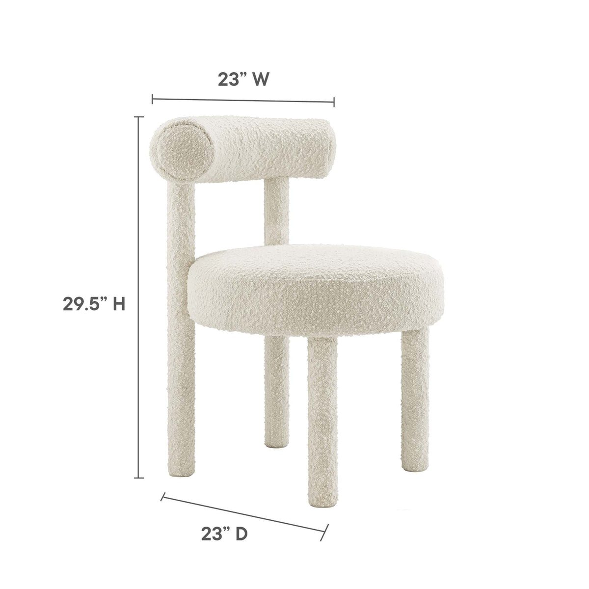 Toulouse Boucle Dining Chair Set of 2 in cream boucle with rounded back legs on Tampa Home & Garden Store