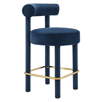 Toulouse Performance Velvet Counter Stool set of 2 in navy blue by Modway on Tampa Home & Garden Store
