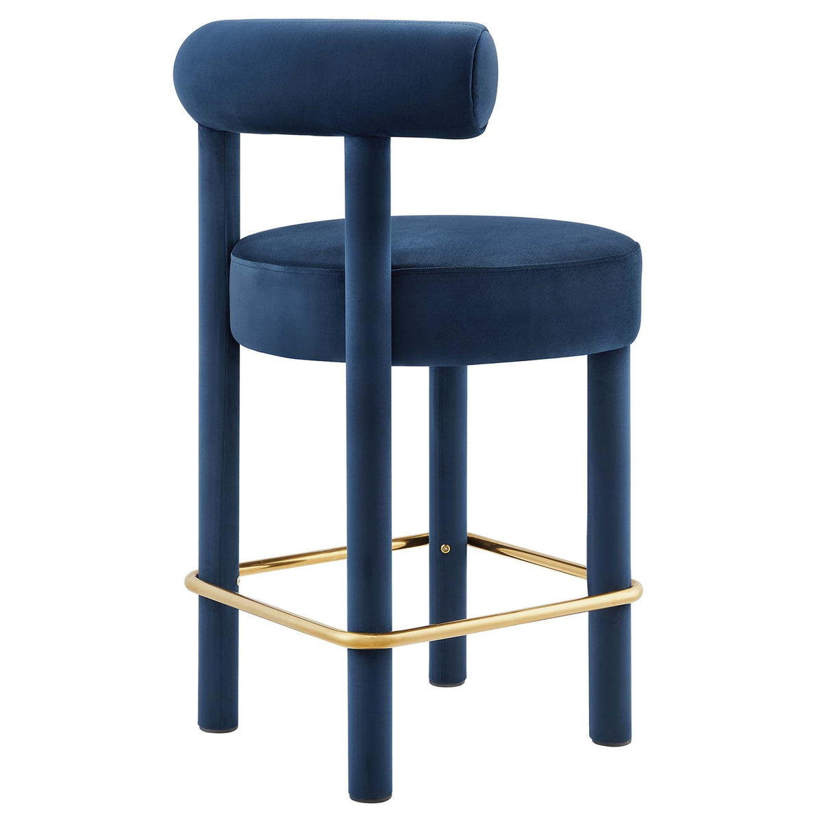 Toulouse Modway performance velvet counter stools set of 2 in navy blue with gold footrest on Tampa Home & Garden Store