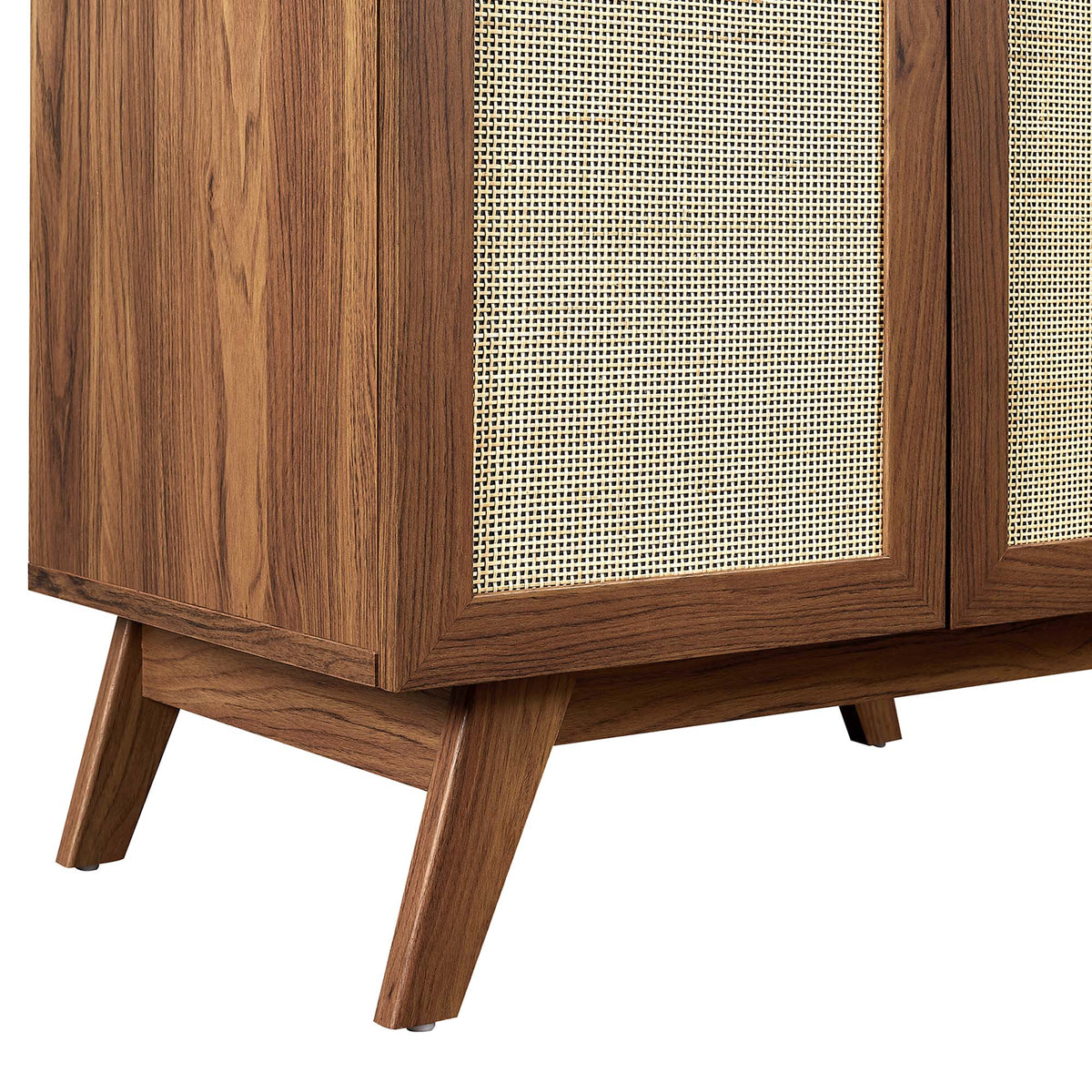 Soma bathroom vanity by Modway in warm wood with woven cane panels, table vanity on Tampa Home & Garden Store