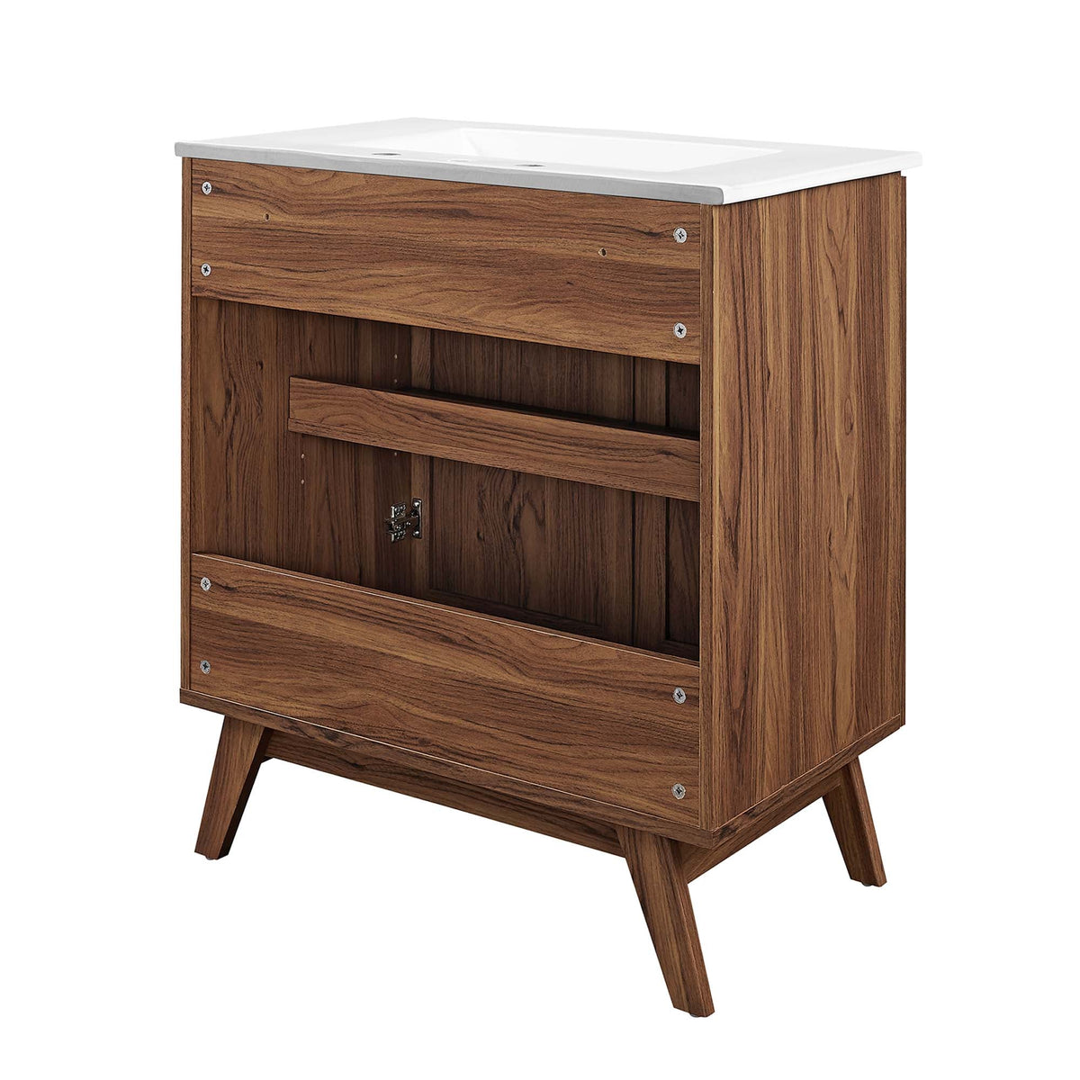 Soma Bathroom Vanity by Modway, wooden table vanity with white top and sink, mid-century legs on Tampa Home & Garden Store