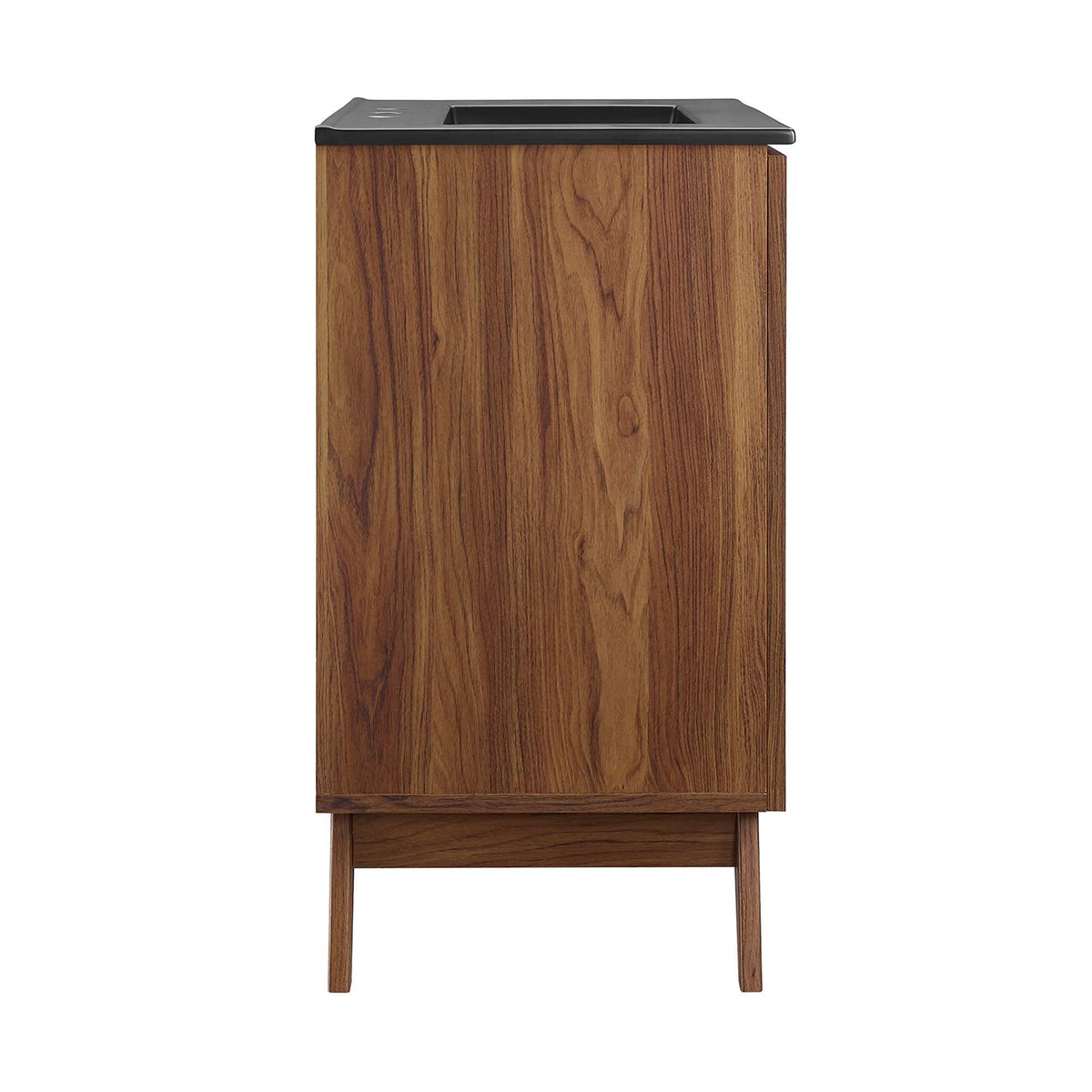 Soma bathroom vanity by Modway, walnut wood with black countertop on Tampa Home & Garden Store
