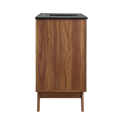 Soma bathroom vanity by Modway, wood veneer cabinet with black countertop and integrated sink on Tampa Home & Garden Store