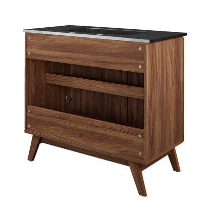 Soma bathroom vanity by Modway; wood veneer table vanity with black countertop on Tampa Home & Garden Store