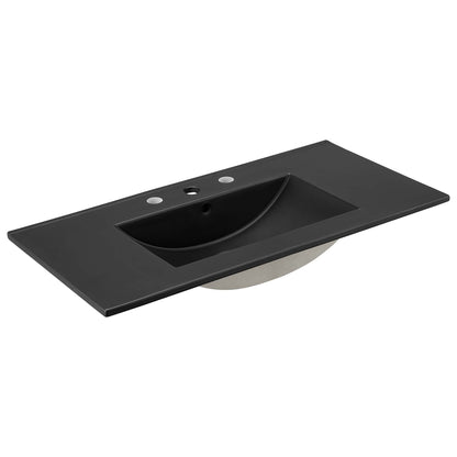 Soma bathroom vanity top with built-in black sink and faucet holes, table vanity by Modway on Tampa Home & Garden Store