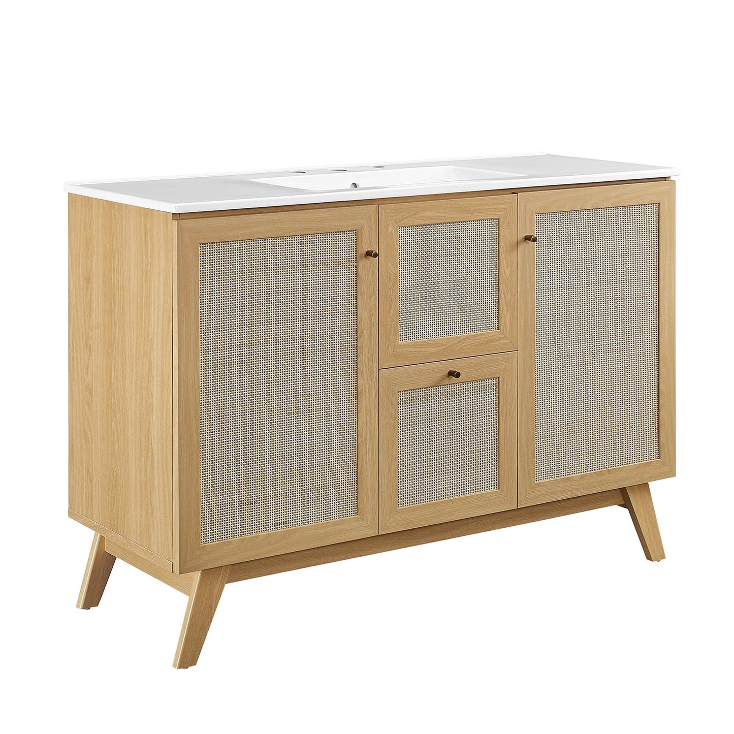 Soma 48in single-sink bathroom vanity with white top and wood cabinet by Modway on Tampa Home & Garden Store
