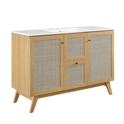 Soma 48in single-sink bathroom vanity with white top and wood cabinet by Modway on Tampa Home & Garden Store