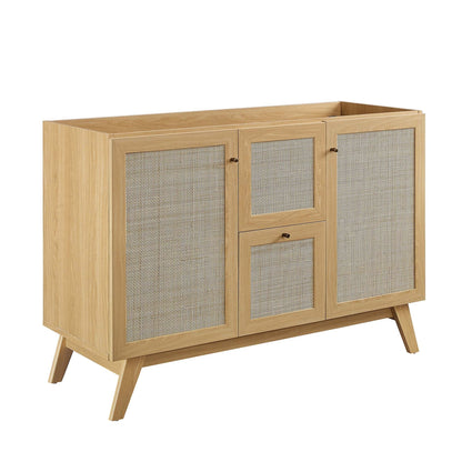 Soma 48in single-sink bathroom vanity in natural oak with cane-woven doors by HouseOfZazla on Tampa Home & Garden Store