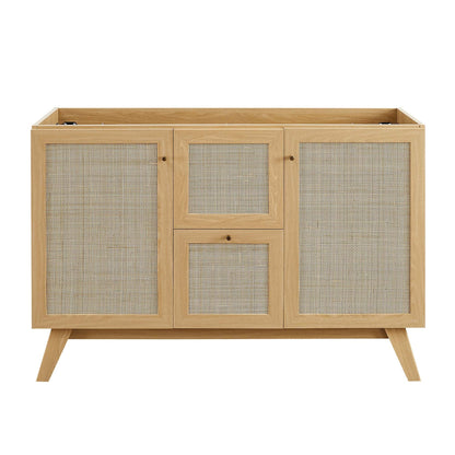 Soma 48in single-sink bathroom vanity by Modway, light oak with caned door panels on Tampa Home & Garden Store