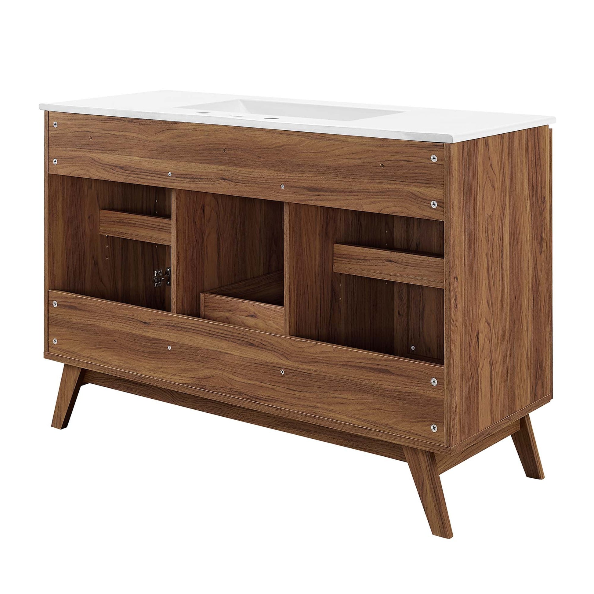 Modway Soma 48in single sink bathroom vanity with white countertop and warm wood cabinet on Tampa Home & Garden Store
