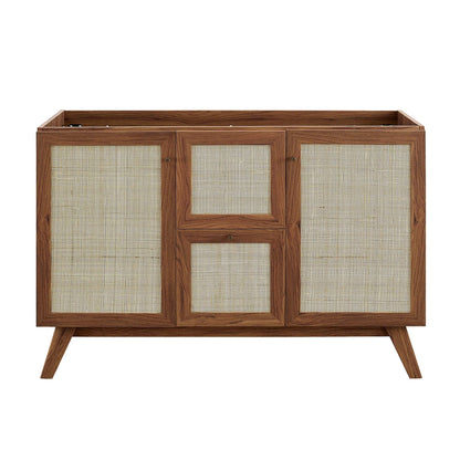 Soma 48in single sink bathroom vanity walnut wood cabinet with cane-front panels by HouseOfZazla on Tampa Home & Garden Store