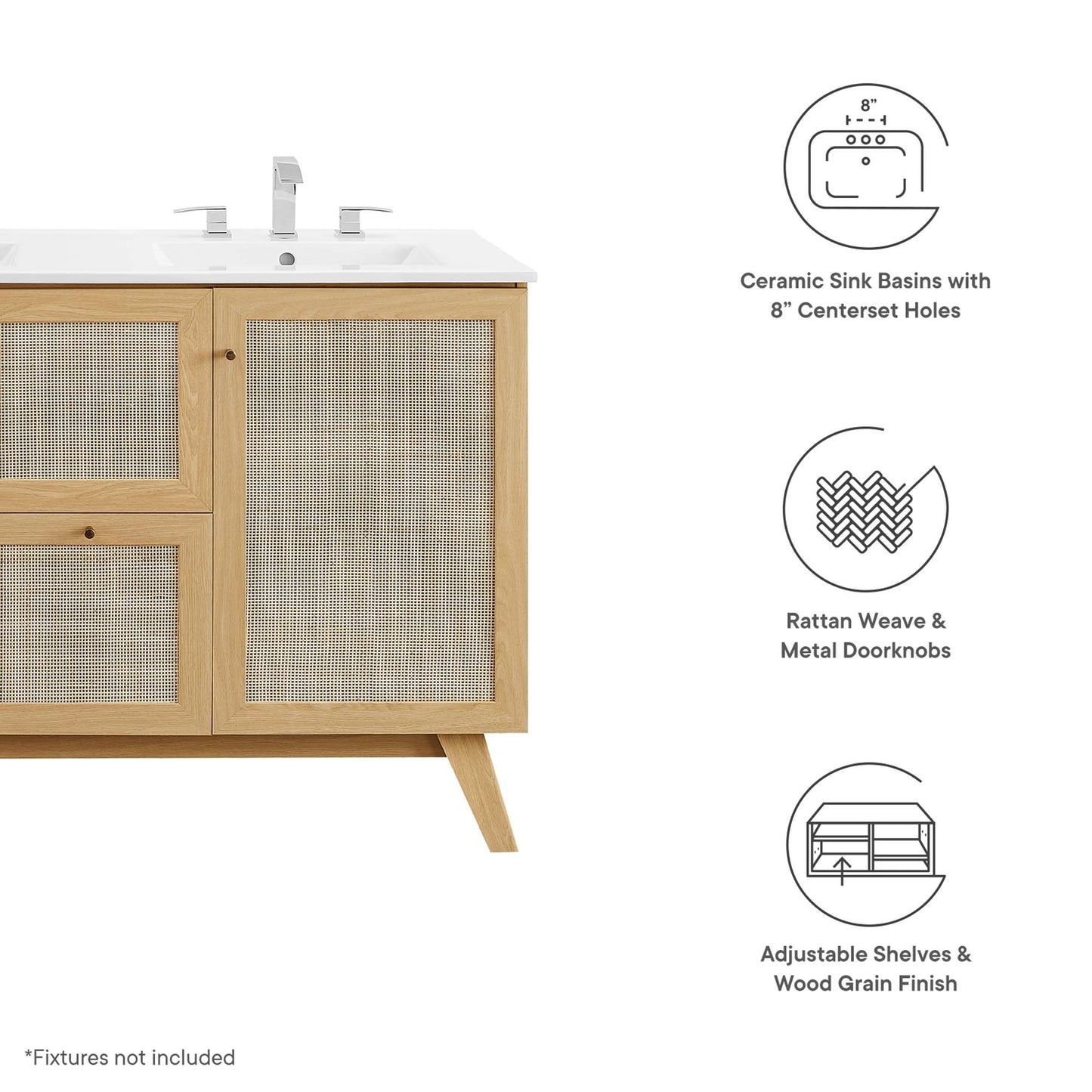 Modway Soma 48 Double Sink And Natural Vanity