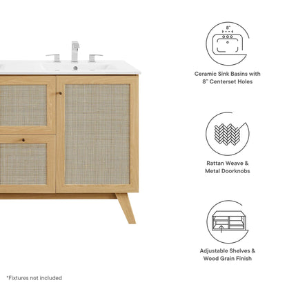 Modway Soma 48 Double Sink And Natural Vanity