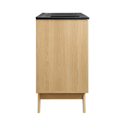 Soma 48-inch double sink vanity with natural oak cabinet and black top by Modway on Tampa Home & Garden Store