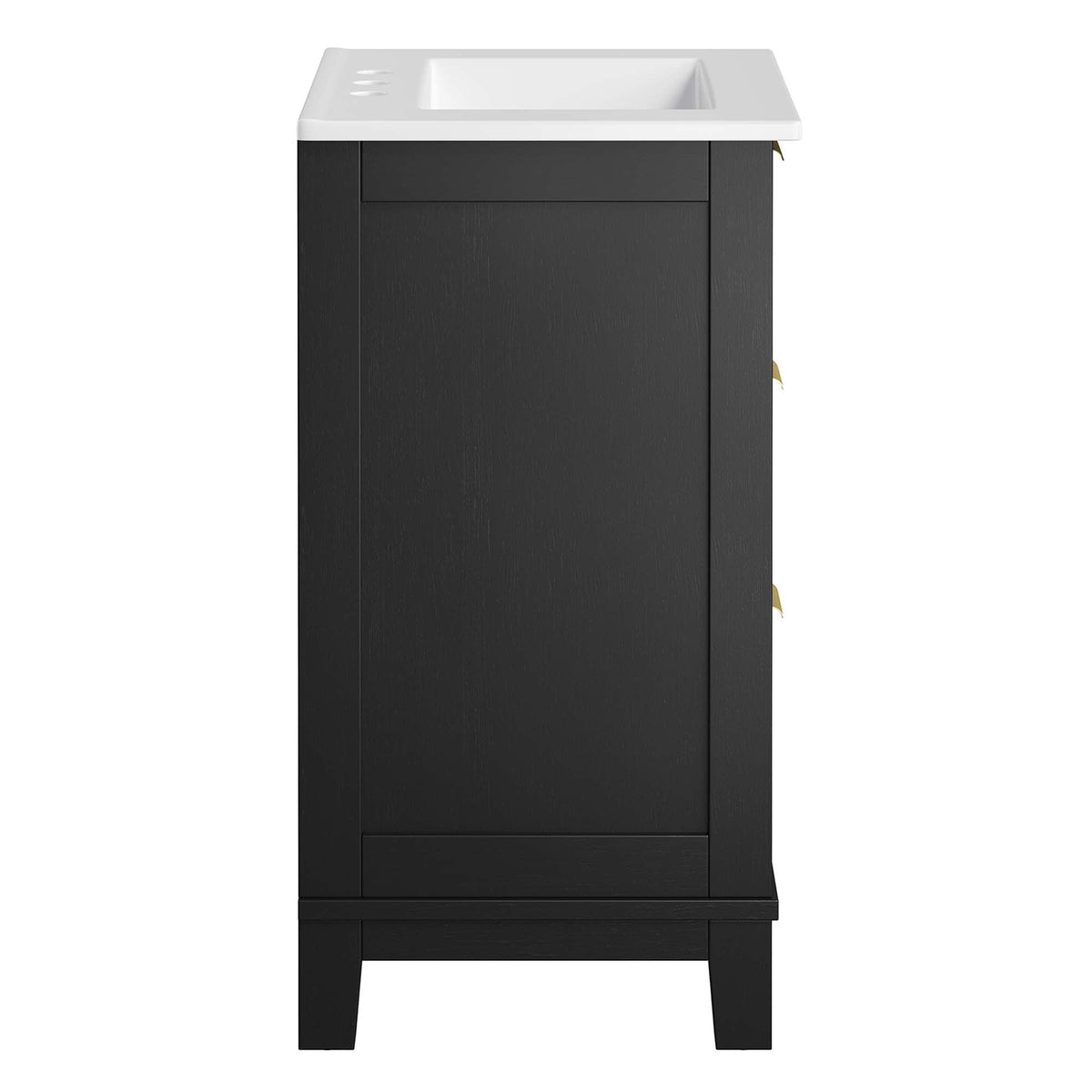 Modway Dixie 24in solid wood bathroom vanity white top sink, black cabinet brass pulls on Tampa Home & Garden Store
