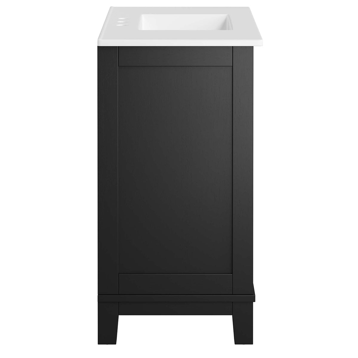 Dixie solid wood bathroom vanity cabinet by Modway in black with white countertop and sink on Tampa Home & Garden Store