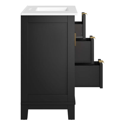 Dixie solid wood bathroom vanity cabinet by Modway with white countertop on Tampa Home & Garden Store