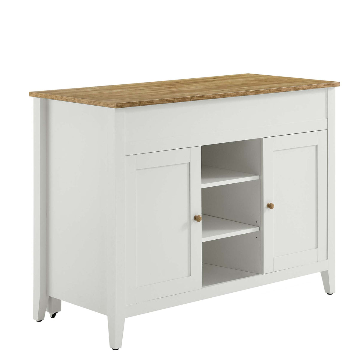 Garland Kitchen Island by Modway, white bar and dining cabinet with natural oak top, shelves on Tampa Home & Garden Store
